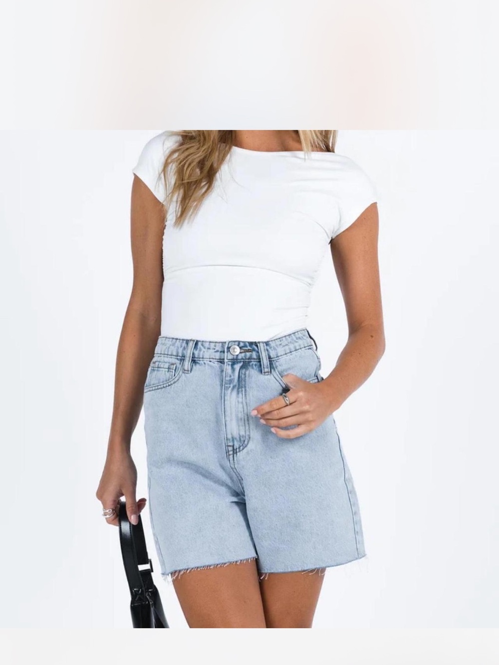 Light Wash High Rise Raw Hem IMPALA Denim Shorts